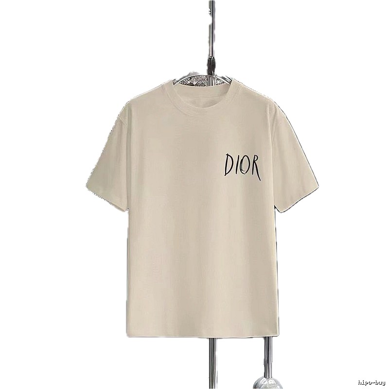 Dior Hand-painted Minimalist Off-white Casual Short-sleeve T-shirt