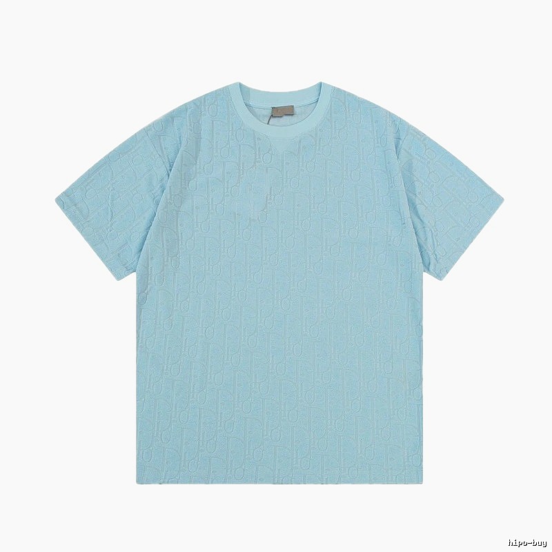 Dior Monogram All-over Print Light Luxury Style Light Blue T-Shirt