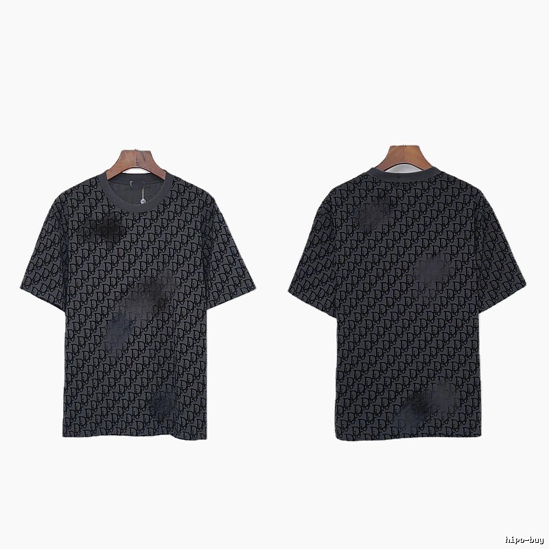 Dior Oblique Streetwear Collection Dark Grey Short-sleeve T-Shirt