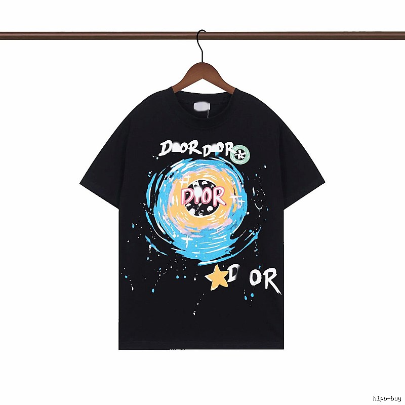 Dior Starry Sky Graffiti Style Black Short-sleeve T-Shirt