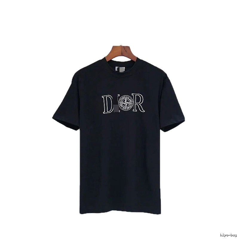 Dior x Stone Island Co-branded Casual Black Short-sleeve T-shirt