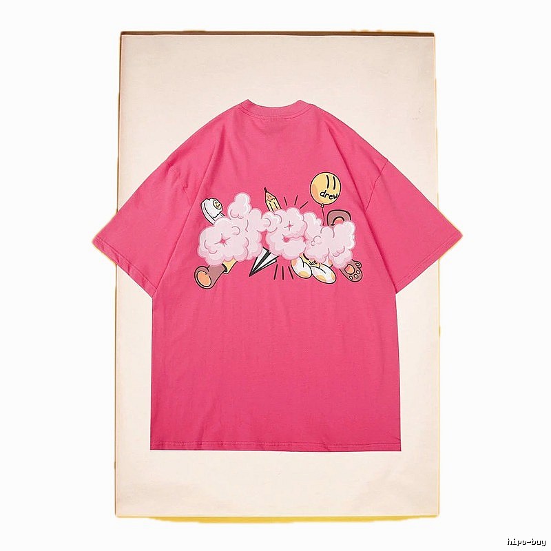 DREW Cloud Print Street Style Pink T-Shirt