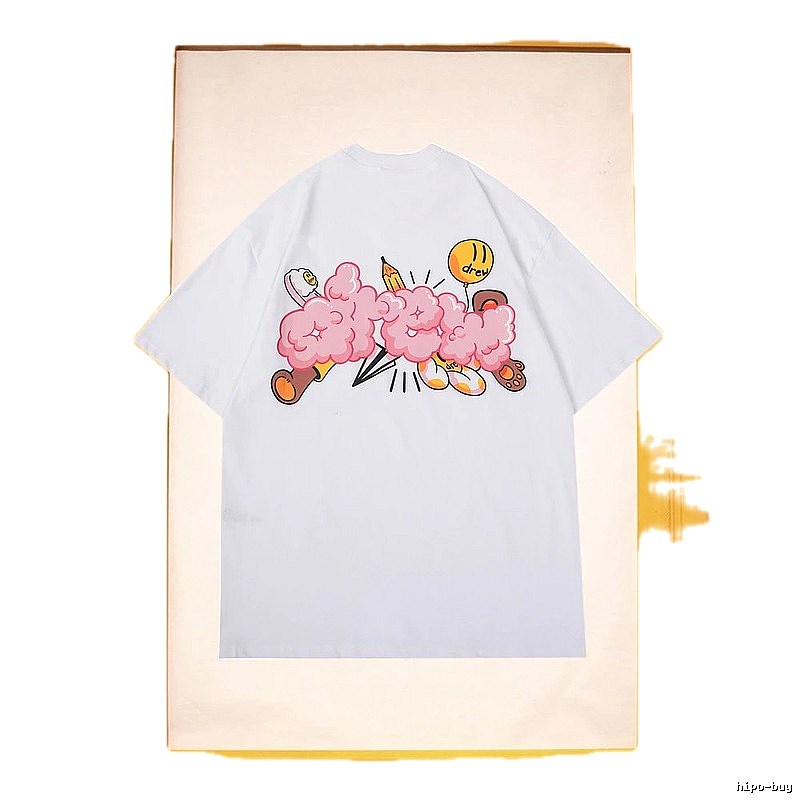 DREW Cloud Print Street Style White Short-sleeve T-shirt