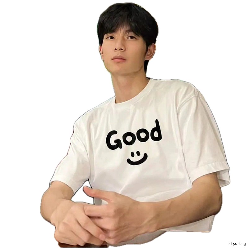 DREW Smiley Casual Style White Short-sleeve T-shirt