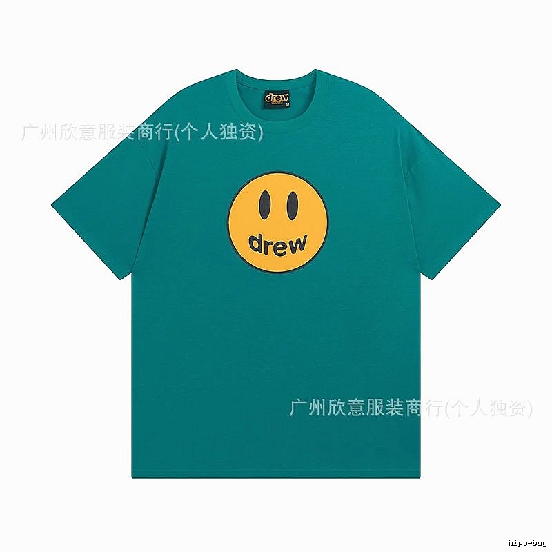 DREW Smiley Face Casual Style Lake Green Short Sleeve T-shirt