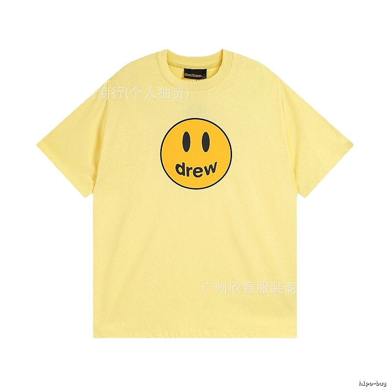 DREW Smiley Face Series Street Style Light Yellow T-shirt