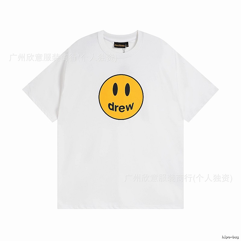 DREW Smiley Series Casual Style White Short-sleeve T-shirt