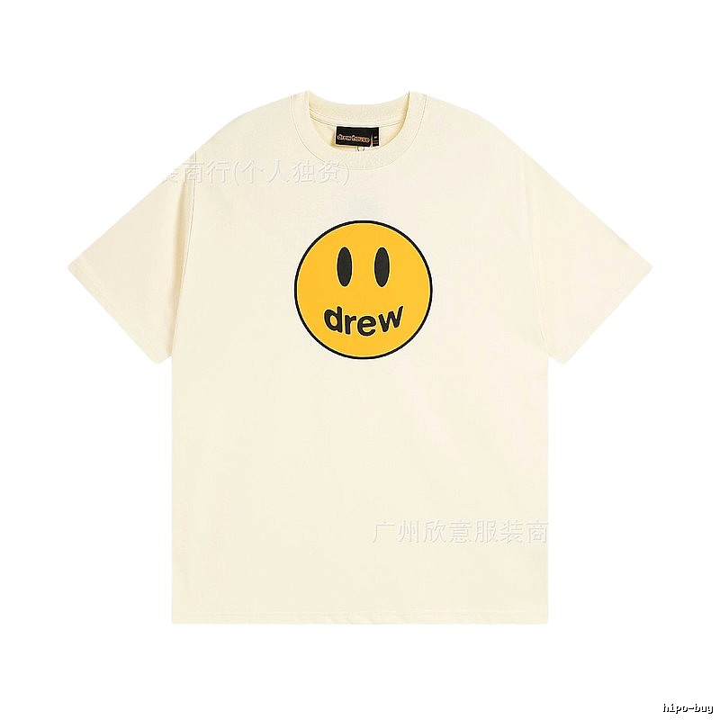 DREW Smiley Street Style Off-white Short Sleeve T-Shirt