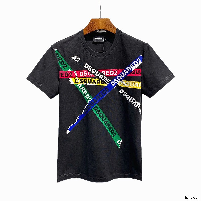 DSQ2 Cross Print Street Style Black T-Shirt