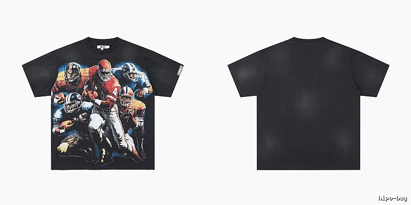 DUAA Rugby Print Retro Black T-Shirt