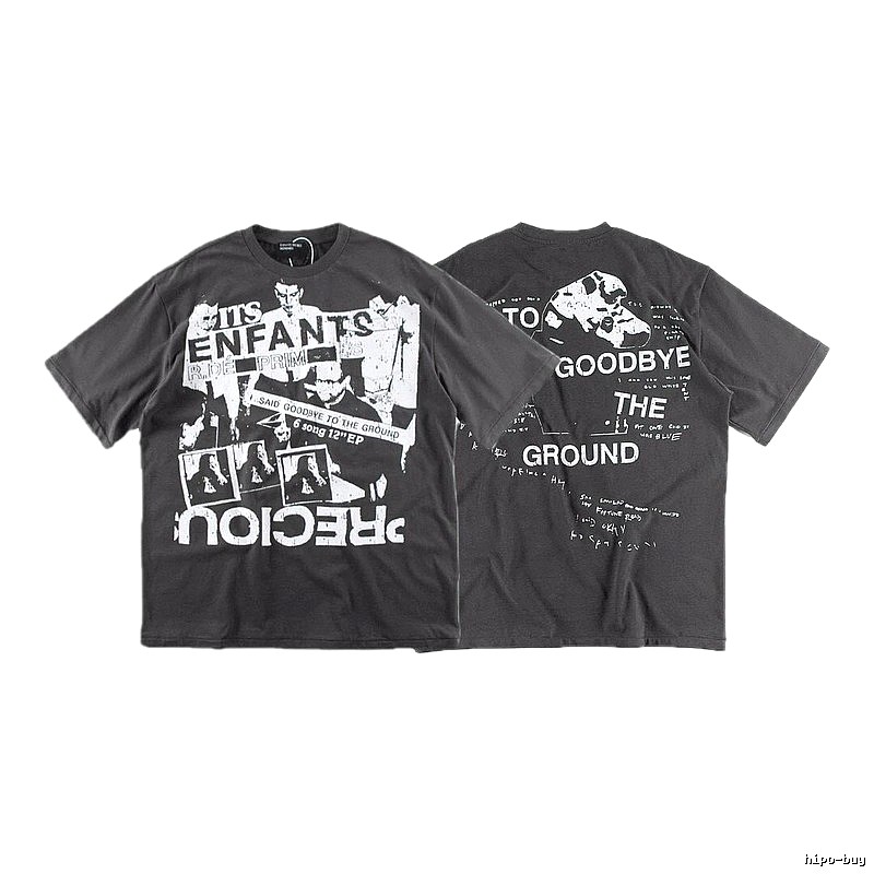 ERD GRJKD Printed Dark Style Charcoal Gray T-Shirt