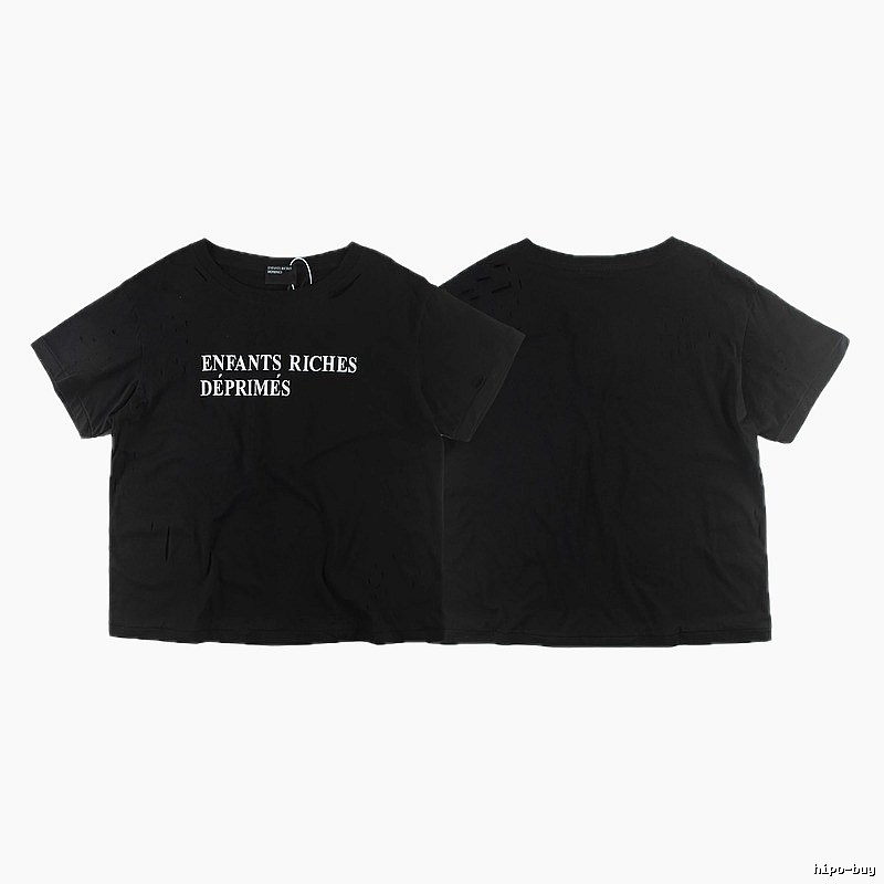 ERD Letter Print Dark High Street Black Short Sleeve T-shirt