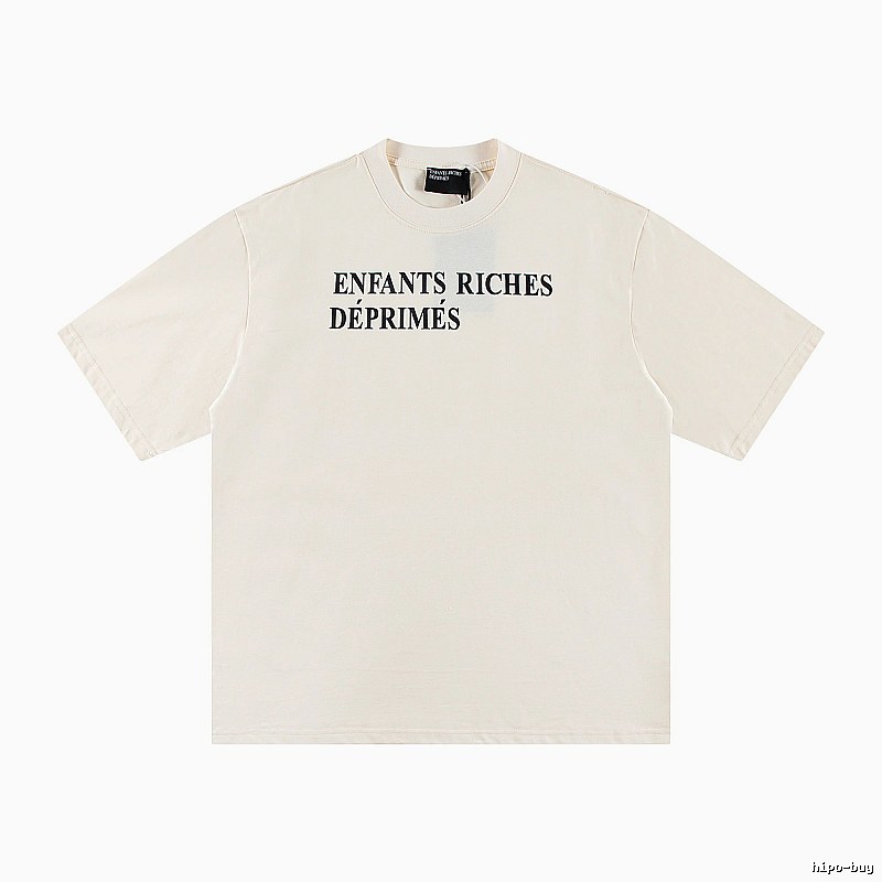 ERD Letter Print Minimalist Style Off-white Short-sleeve T-shirt
