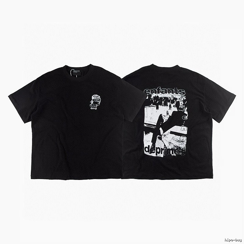 ERD Portrait Print Dark Style Black Short-sleeve T-shirt