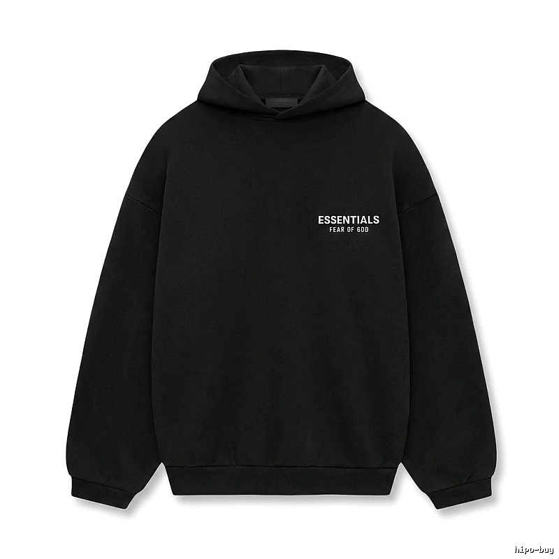 ESSENTIALS minimalist style black hoodie