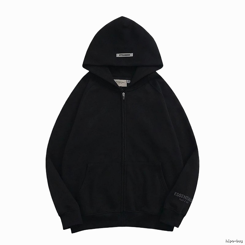 ESSENTIALS minimalist style black hoodie