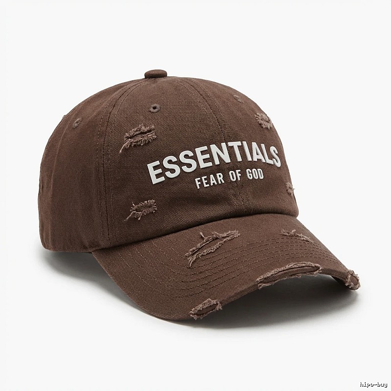 ESSENTIALS Ripped Style Dark Brown Hat