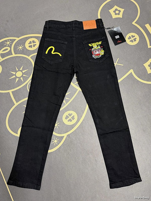 Evisu Bright Embroidered Character Patches And Slim Legs Graphic Jeans for weekend