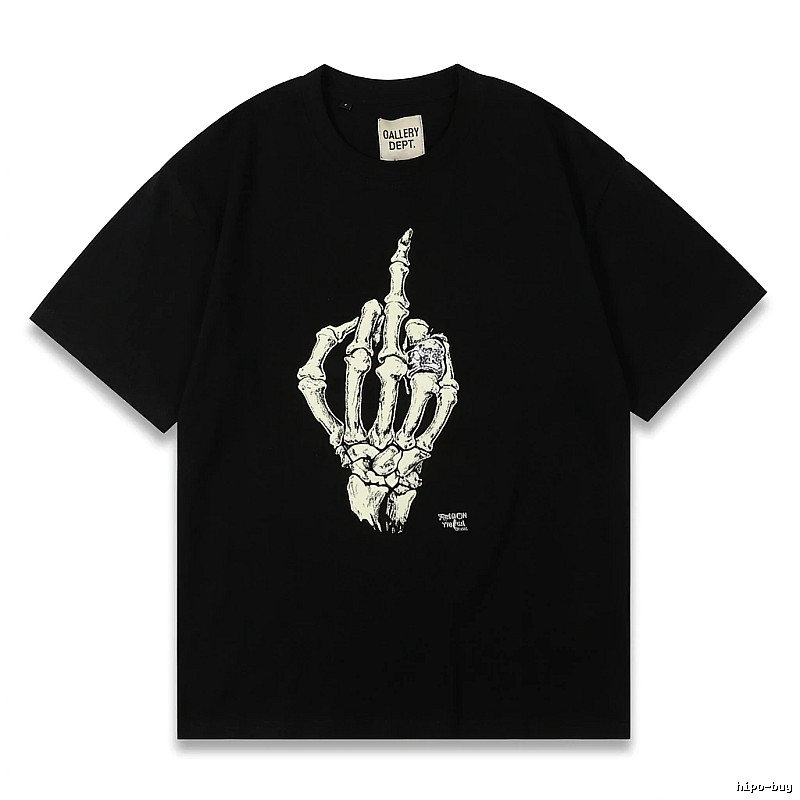 Gallery Dept Skull Print Trendy Cool Black T-shirt