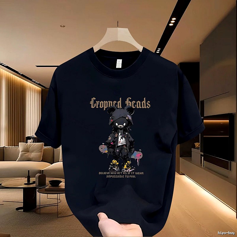 Gloomy Bear Streetwear Street-style Navy Blue Short-sleeve T-shirt
