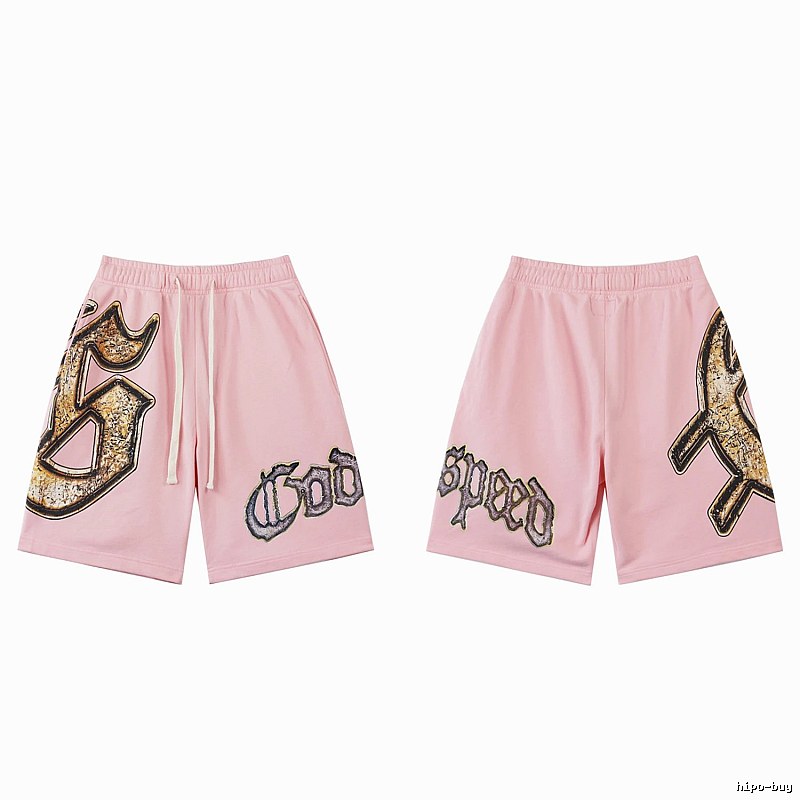 Godspeed Printed Vintage Style Pink Shorts