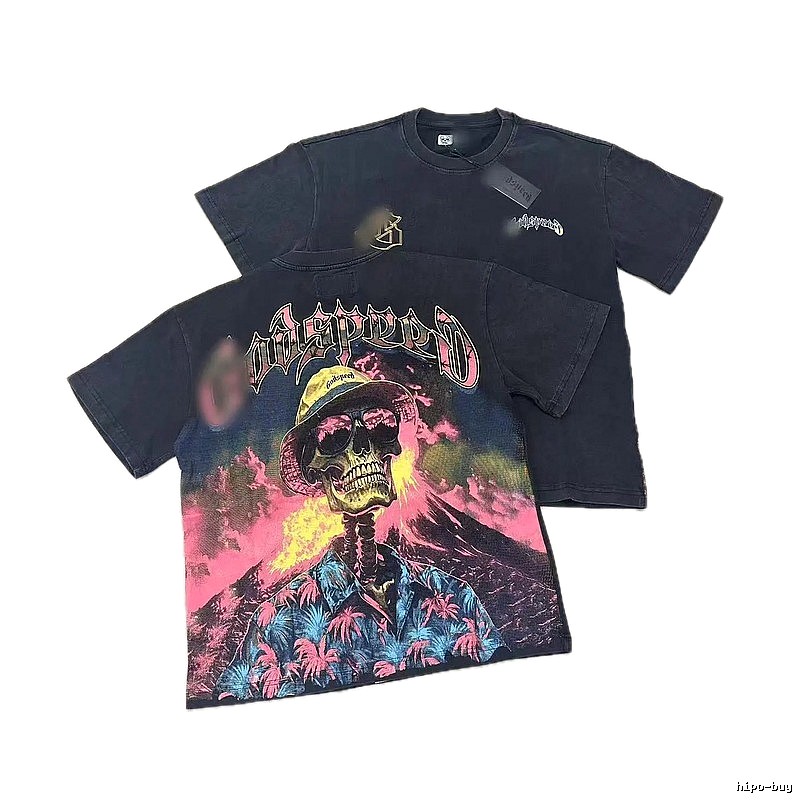 Godspeed Skeleton Print Vintage Black T-Shirt