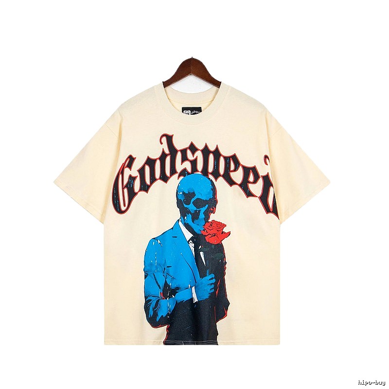 Godspeed Skull Print Street Style Beige T-shirt
