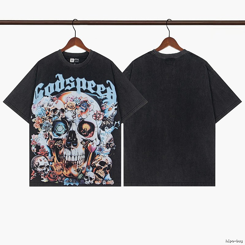 Godspeed Skull Print Street Style Black T-shirt