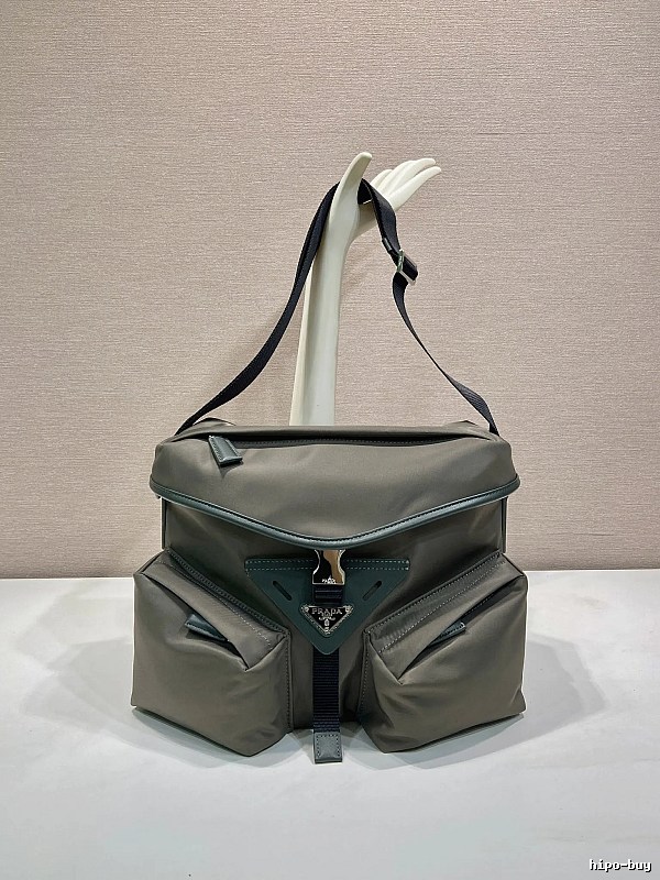 Gray Geometric Shoulder Bag Prada Shoulder Bag for Daily Rotation