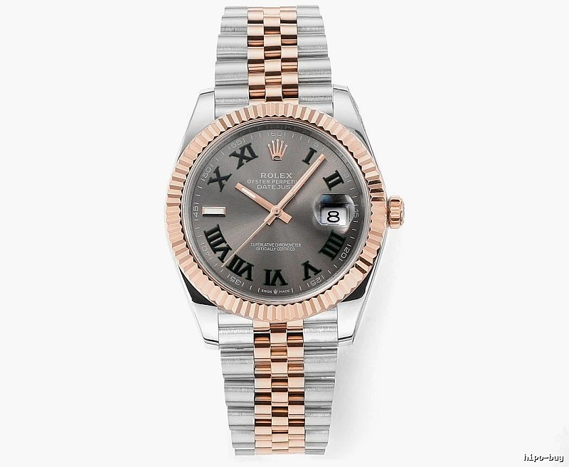 Gray Roman Dial Two-Tone Datejust Watch by Rolex - Occasion