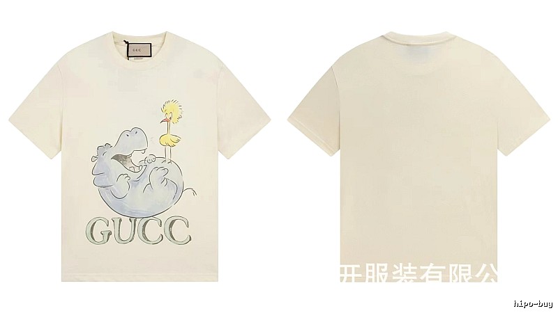 Gucci Cartoon Hippo Casual Off-white T-shirt