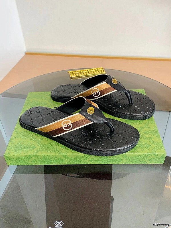 Gucci Classic Webbing Casual Style Black Flip-Flops