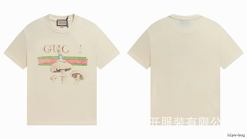 Gucci Co-branded Retro Style Off-white Printed T-Shirt
