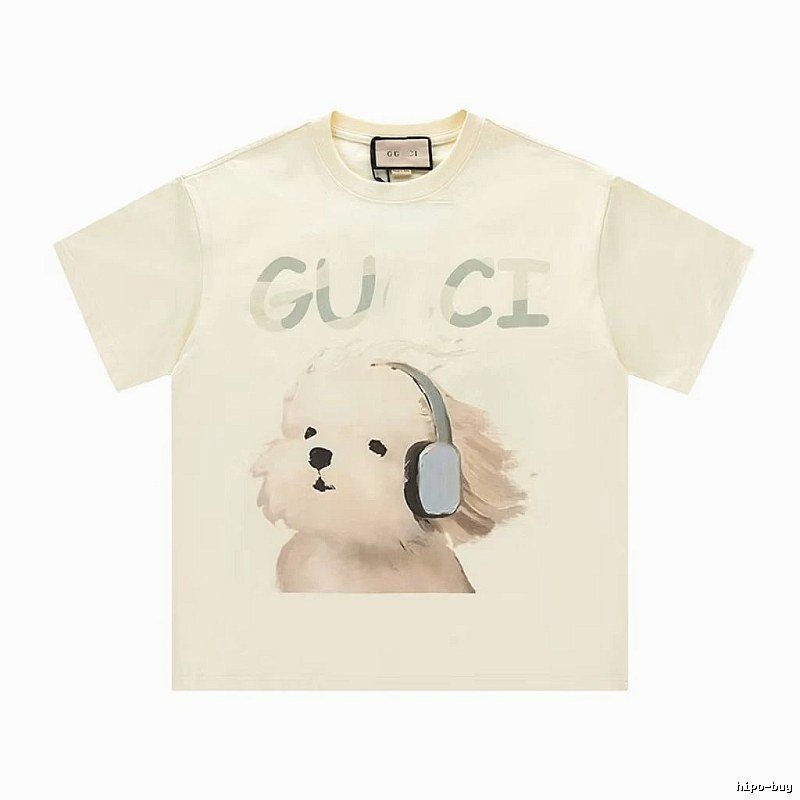 Gucci Dog Print Casual Style Off-white T-shirt