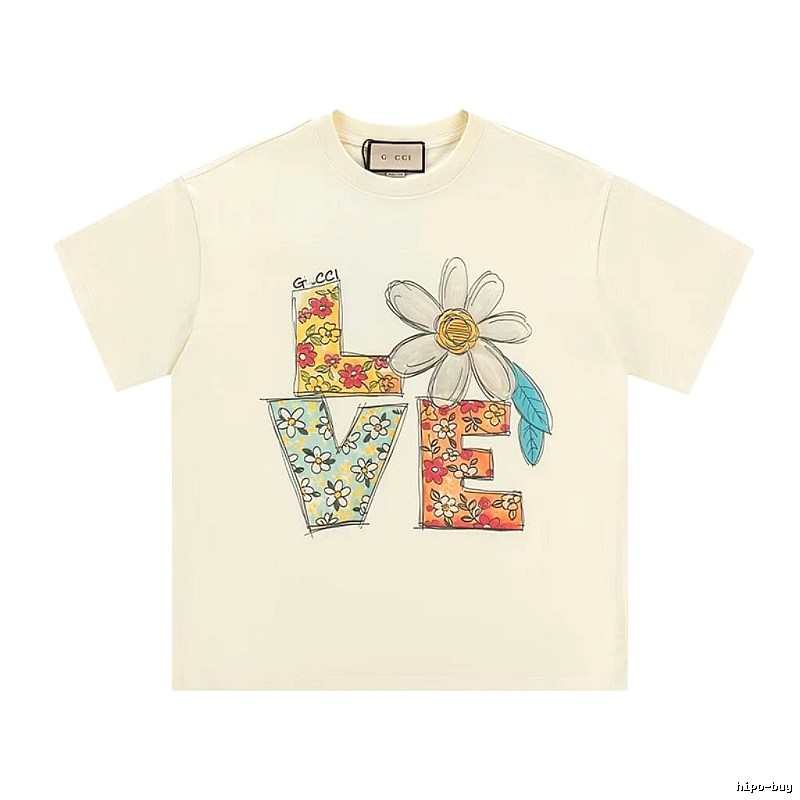Gucci LOVE Floral Casual Off-white Short-sleeve T-shirt