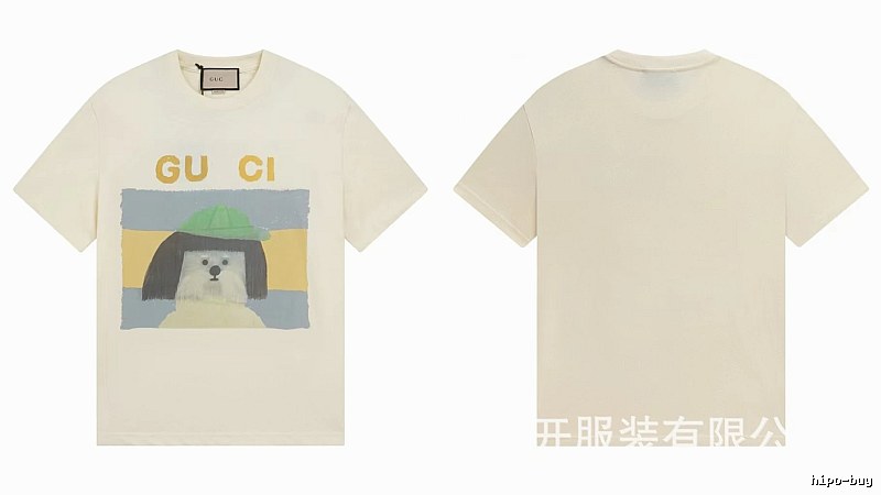 Gucci Puppy Print Casual Style Off-white T-shirt
