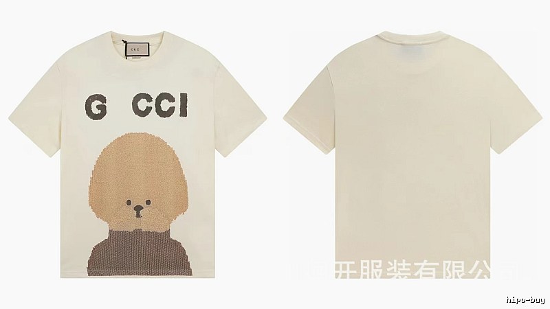 Gucci Teddy Print Casual Style Off-white T-shirt