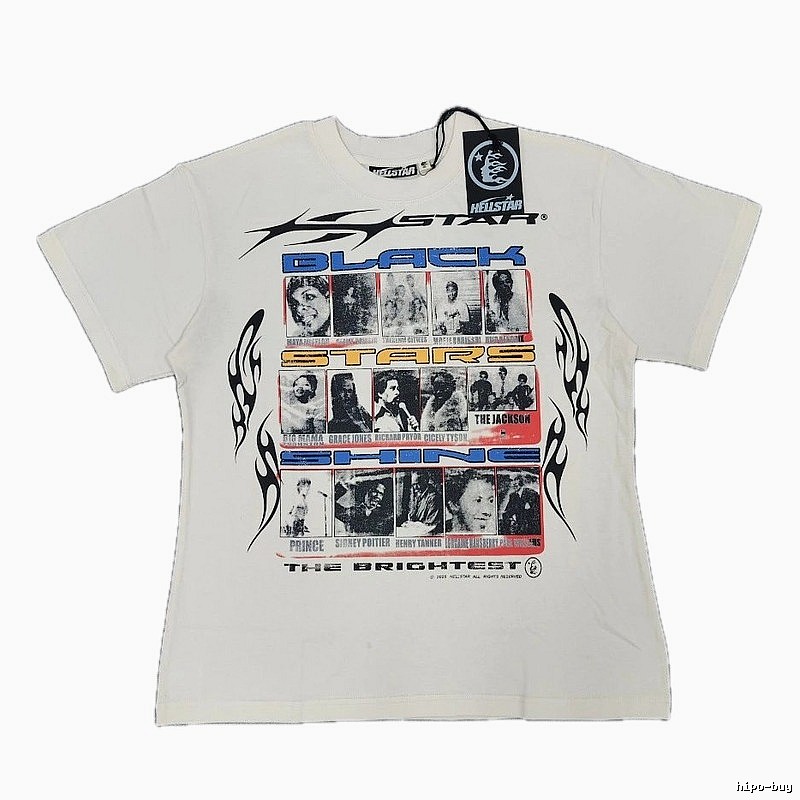 Hellstar Black Star Vintage Off-white Short Sleeve T-Shirt