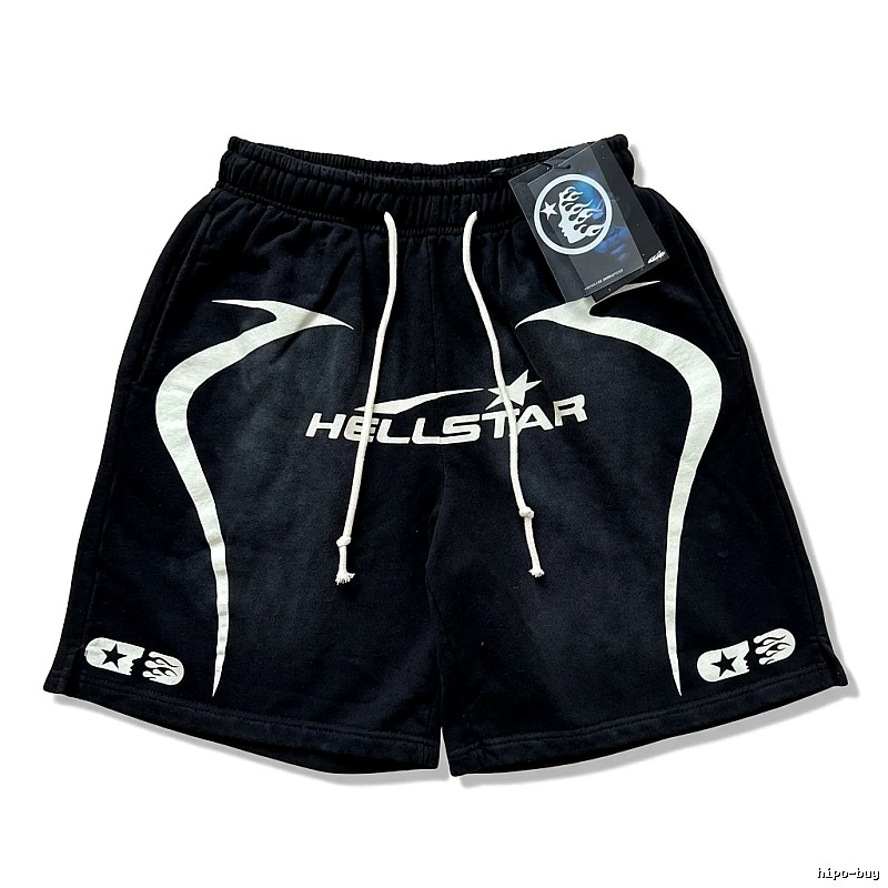 Hellstar dark-style black shorts