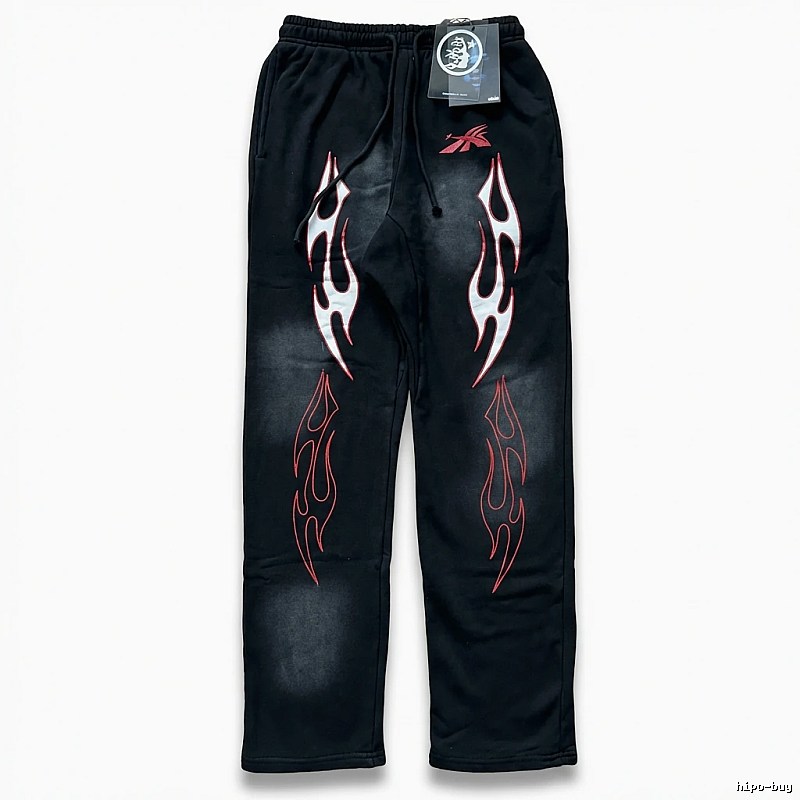 Hellstar Flame Wind Black Sweatpants