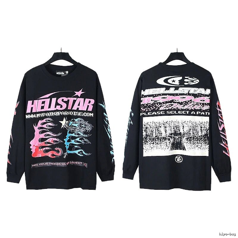 Hellstar Printed Trendy Black Long-Sleeve