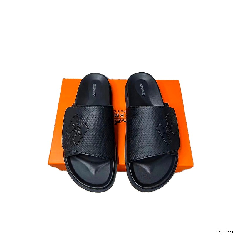Hermès H-logo Minimalist Black Slides