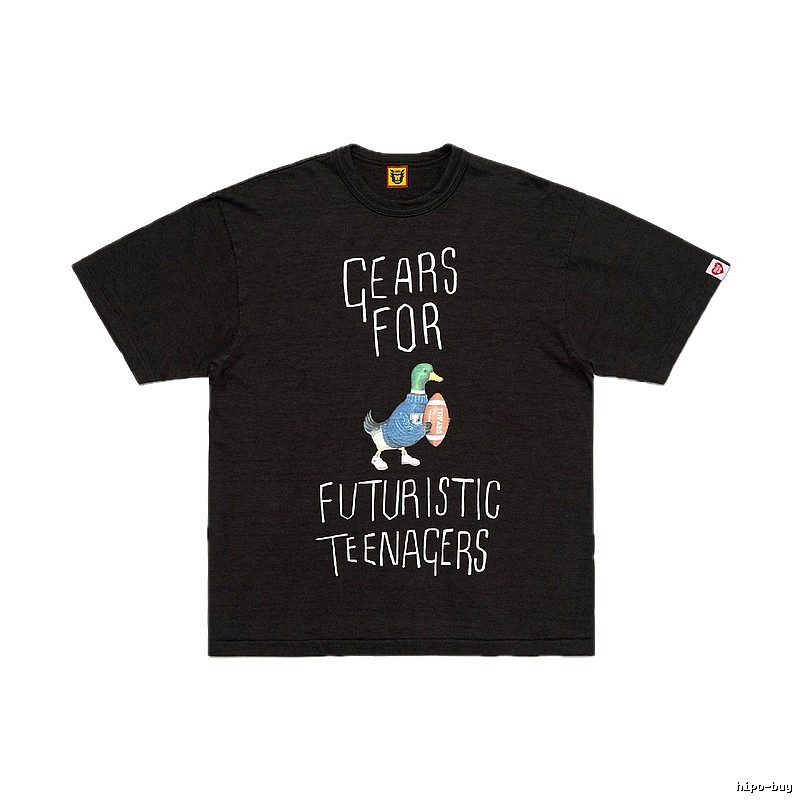HUMAN MADE Green Duck Print Vintage Style Black T-Shirt