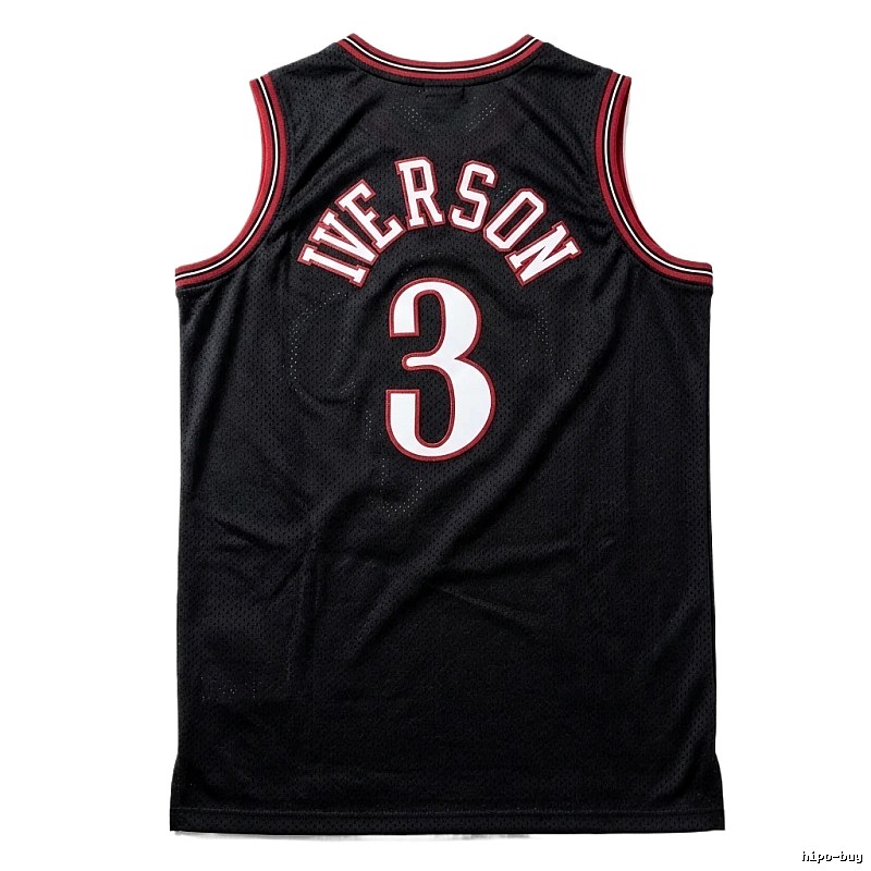 Iverson series black and red basketball uniforms.