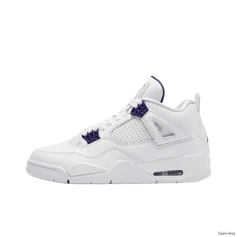 Jordan 4th Generation Trendy White and Purple Sports Shoes