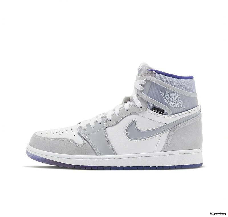 Jordan AJ1 High-Top Grey and White Trendy Sneakers