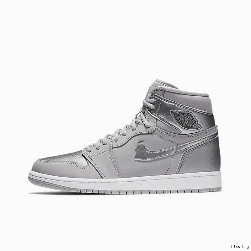 Jordan AJ1 High-Top Silver-Gray Trendy Shoes