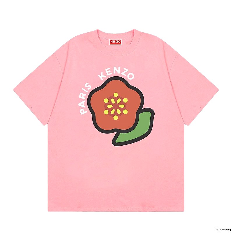 KENZO Crabapple Blossom Print Casual Pink Short Sleeve T-Shirt