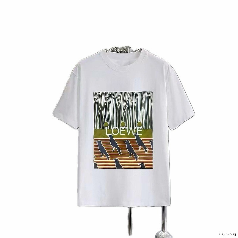LOEWE Crow Print Streetwear-Style White T-Shirt