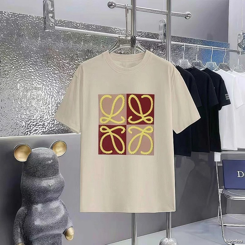 LOEWE Logo Collection Casual Style Beige T-Shirt